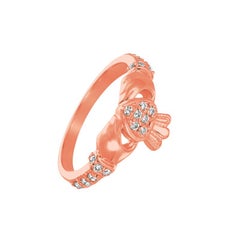 0.25 Carat Natural Diamond Crown Heart Ring G SI 14 Karat Rose Gold