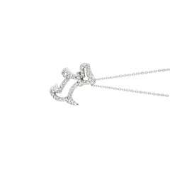 0.25 Carat Natural Diamond Dog Necklace Pendant 14 Karat White Gold G SI