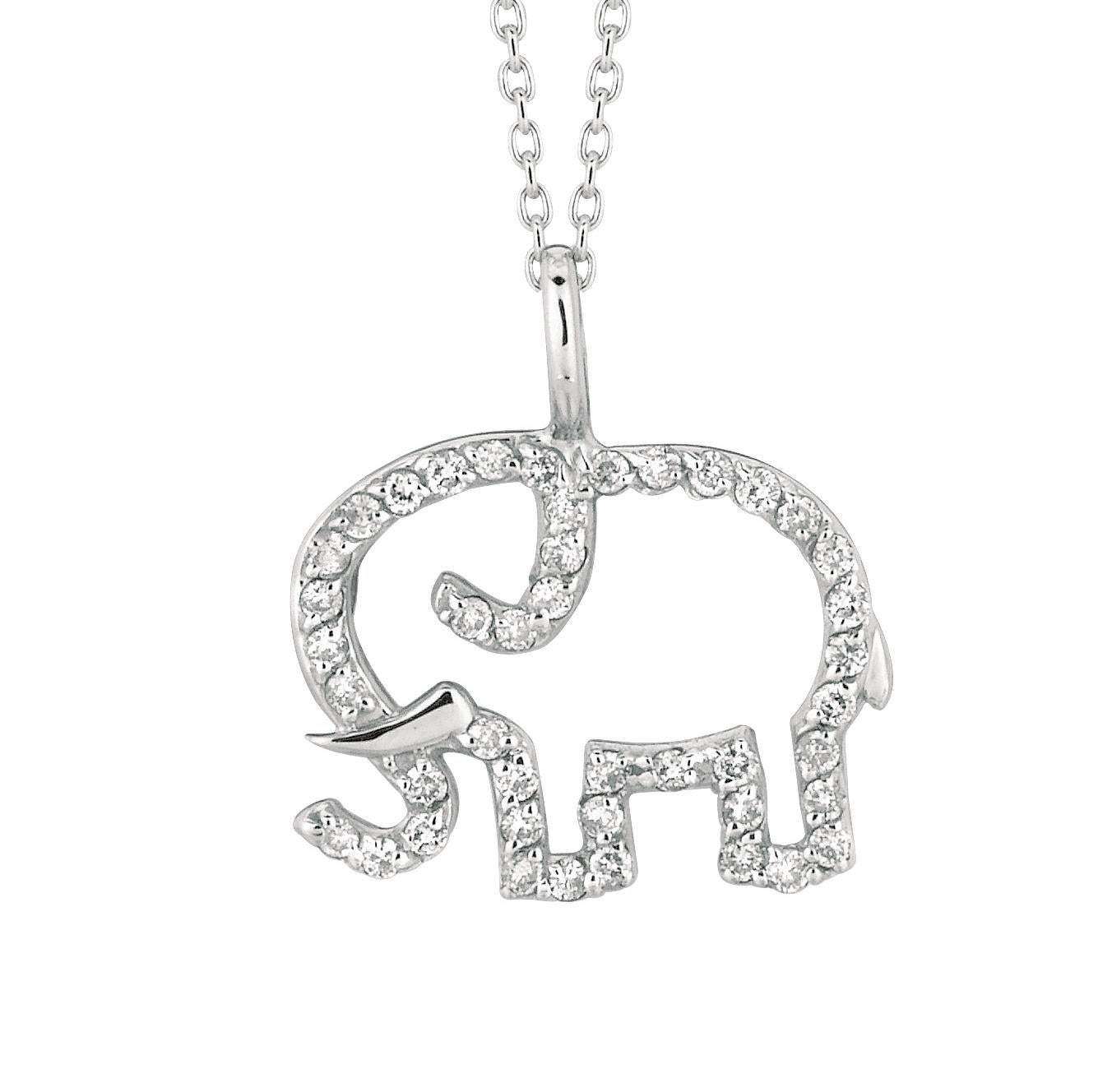 
0.25 Carat Natural Diamond Elephant Necklace Pendant 14K White Gold G SI 

    100% Natural Diamonds, Not Enhanced in any way Round Cut Diamond Necklace  with 18 inches chain
    0.25CTW
    Color G-H 
    Clarity  SI  
    14K White Gold,    1.50