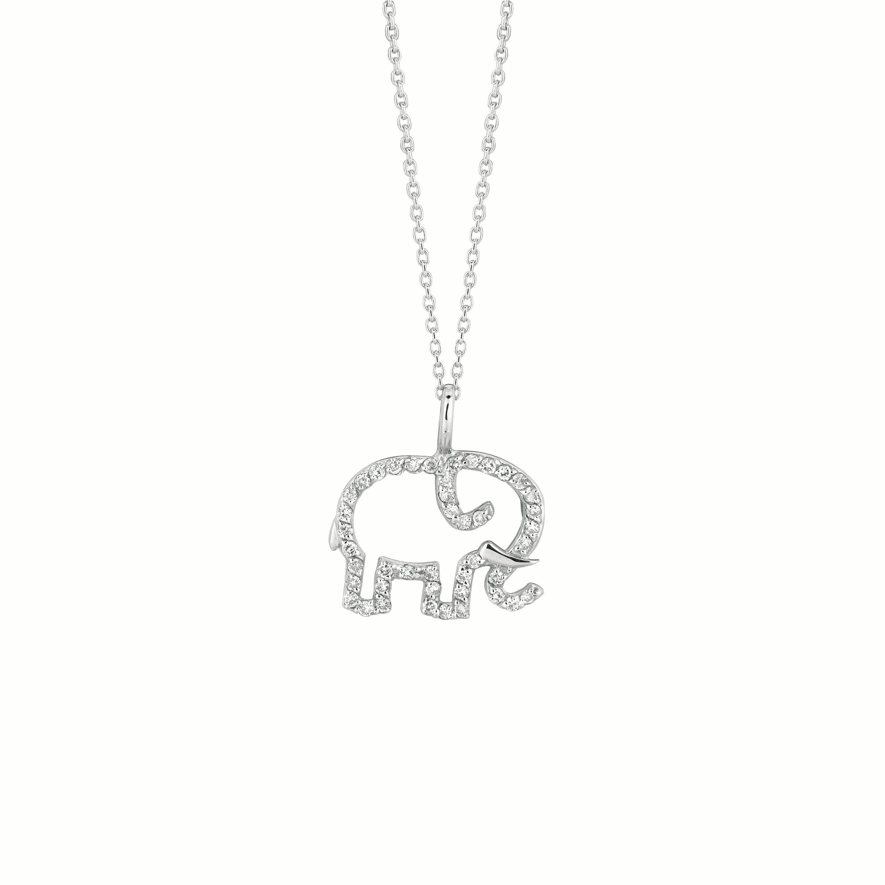 white gold elephant necklace