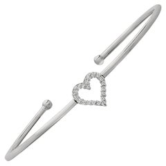 Bracciale a cuore con diamante naturale da 0,25 carati G SI Oro bianco 14 carati