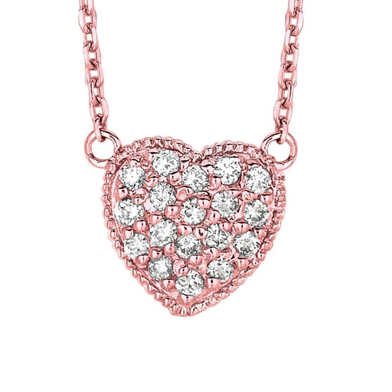 Round Cut 0.25 Carat Natural Diamond Heart Cluster Necklace 14 Karat White Gold G SI Chain For Sale