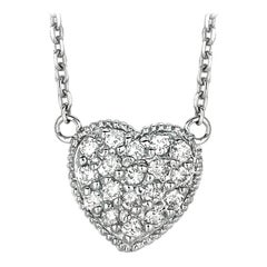 0.25 Carat Natural Diamond Heart Cluster Necklace 14 Karat White Gold G SI Chain