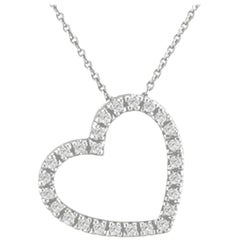 Collier en forme de cœur en or blanc 14 carats avec diamants naturels de 0,25 carat et chaîne G SI