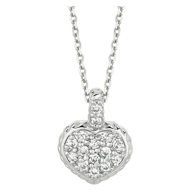 Pre-owned Morris & David 0.25 Carat Natural Diamond Heart Necklace Pendant 14 Karat White Gold G-h Si