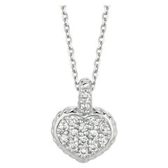 0.25 Carat Natural Diamond Heart Necklace Pendant 14 Karat White Gold G SI