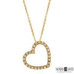 0.25 Carat Natural Diamond Heart Necklace Pendant 14 Karat White Gold G SI