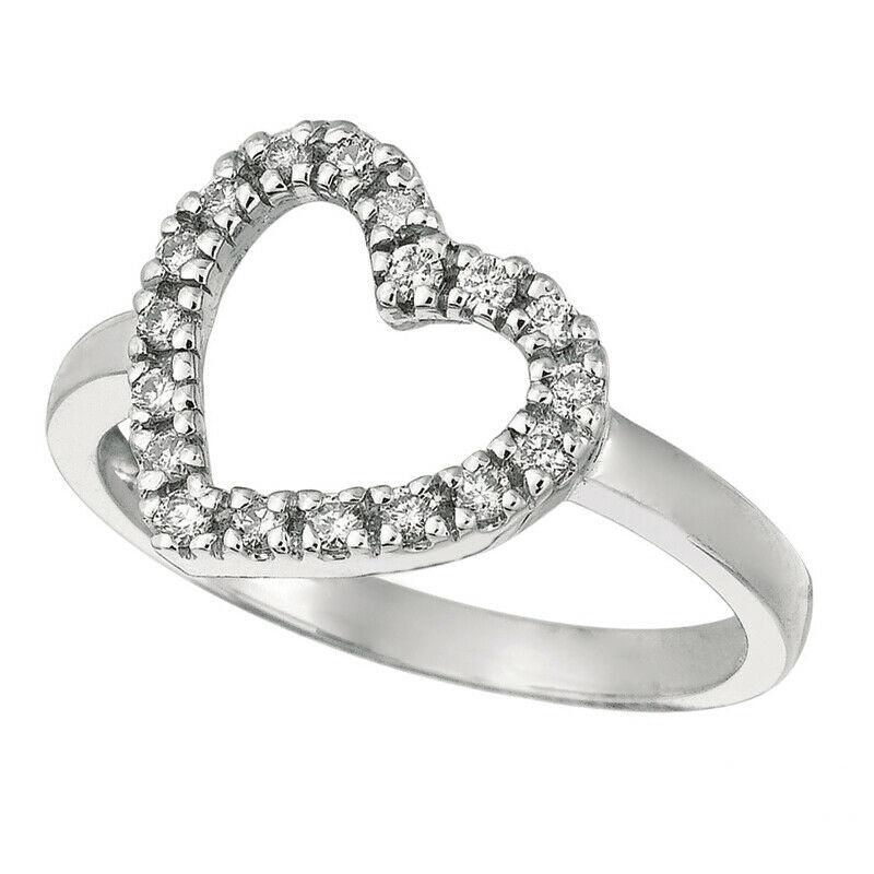 For Sale:  0.25 Carat Natural Diamond Heart Ring Band G SI 14K White Gold 2