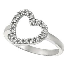 0.25 Karat natürlicher Diamant Herzring Band G SI 14K Weißgold