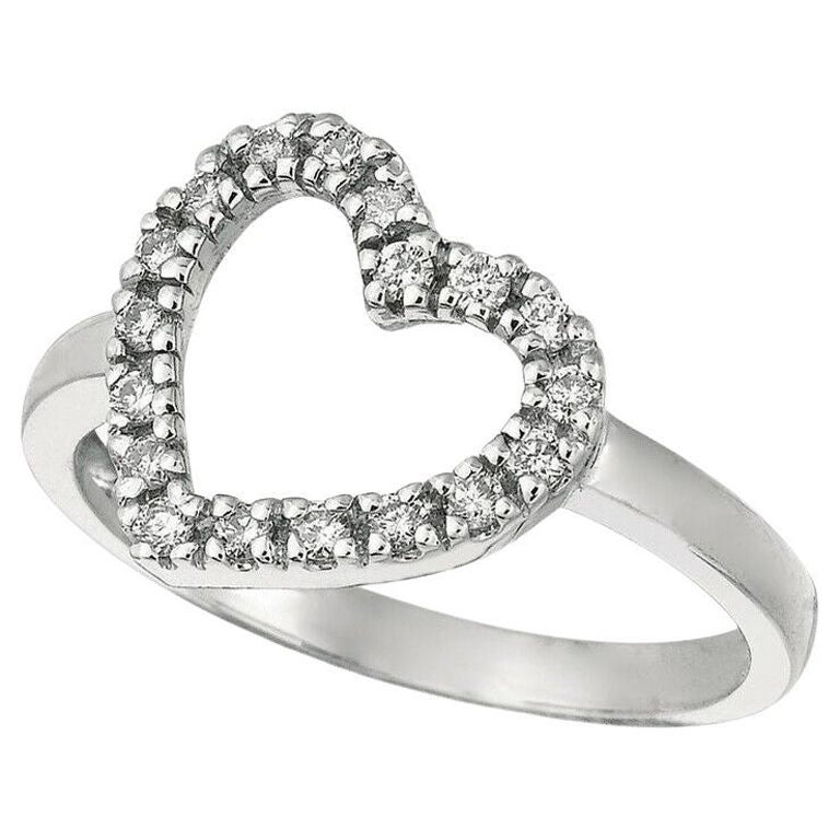 Bague cœur G SI en or blanc 14 carats avec diamants naturels de 0,25 carat