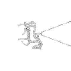0.25 Carat Natural Diamond Horse Necklace Pendant 14 Karat White Gold G SI Chain