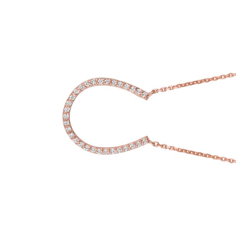 0.25 Carat Natural Diamond Horseshoe Necklace 14K Rose Gold

100% Natural Diamonds, Not Enhanced in any way Round Cut Diamond Necklace with 18'' chain
0.25CT
G-H
SI
14K Rose Gold Pave style 1.9 gram
13/16 inch in height, 11/16 inch in width
31
