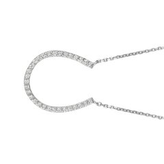 0.25 Carat Natural Diamond Horseshoe Necklace Pendant 14 Karat White Gold Chain