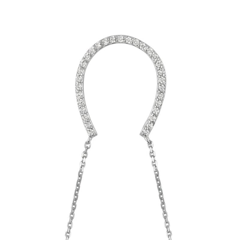 Colgante de collar de herradura de diamantes naturales de 0,25 quilates Cadena de oro blanco de 14 quilates Contemporáneo en venta