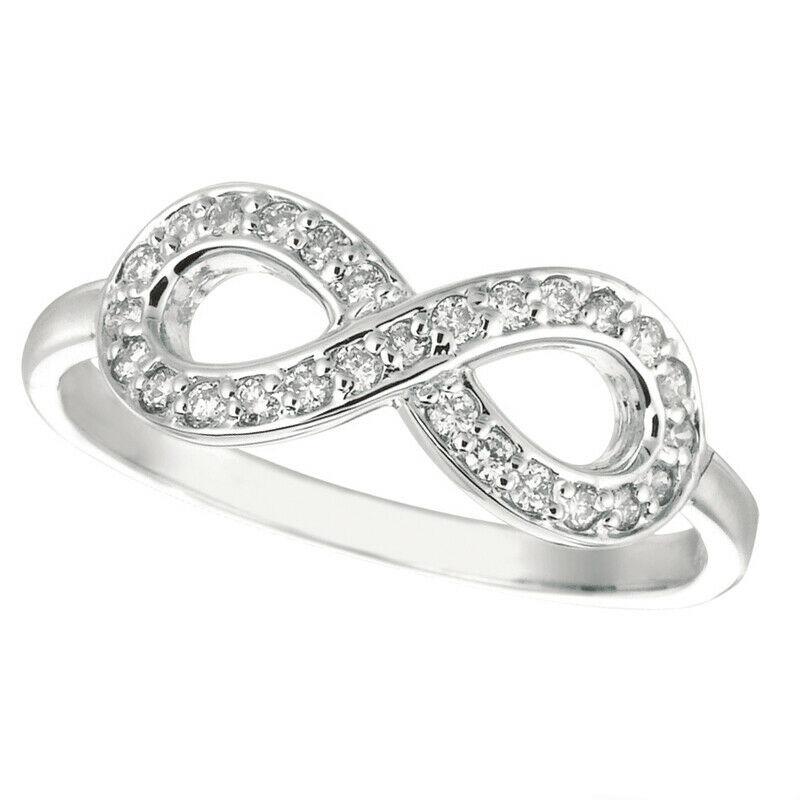 For Sale:  0.25 Carat Natural Diamond Infinity Ring Band G SI 14K White Gold 2