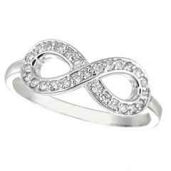 0.25 Carat Natural Diamond Infinity Ring Band G SI 14K White Gold