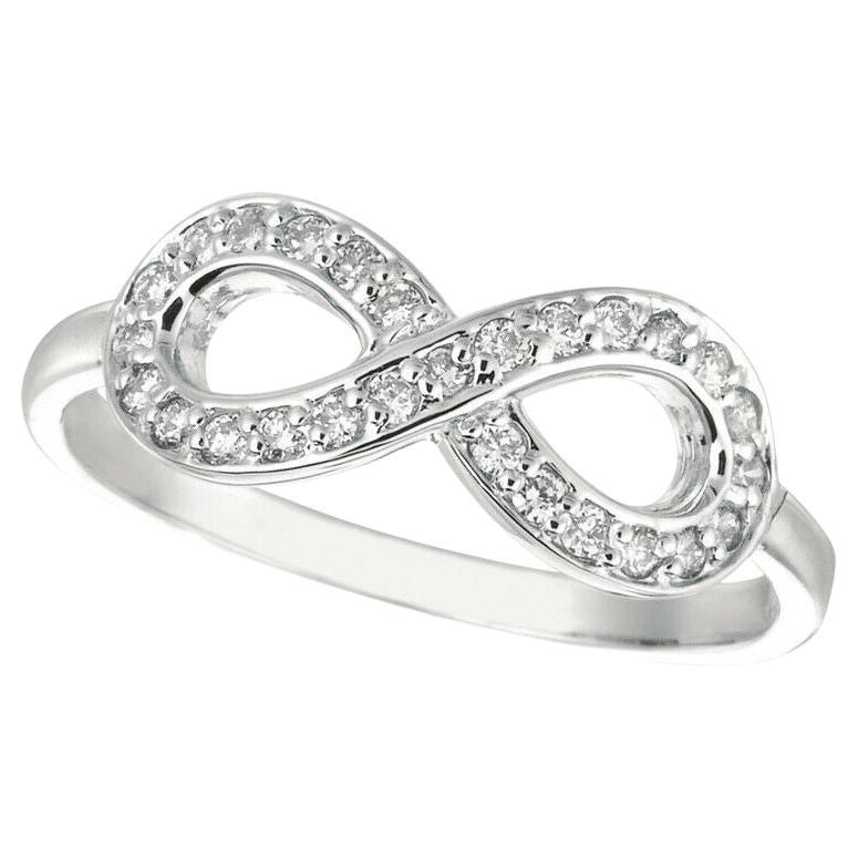 For Sale:  0.25 Carat Natural Diamond Infinity Ring Band G SI 14K White Gold