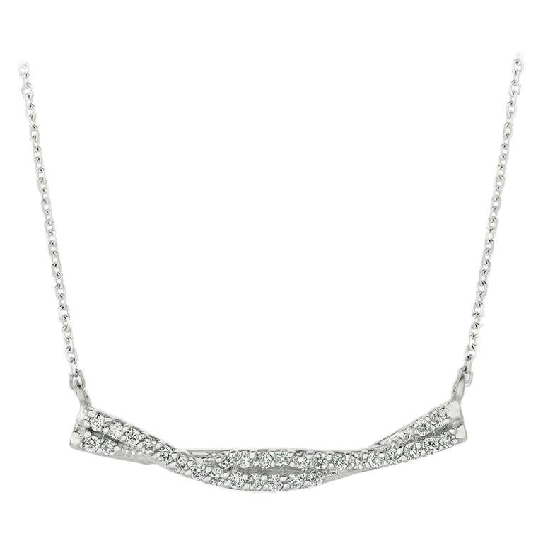 0.25 Carat Natural Diamond Necklace 14 Karat White Gold G SI For Sale
