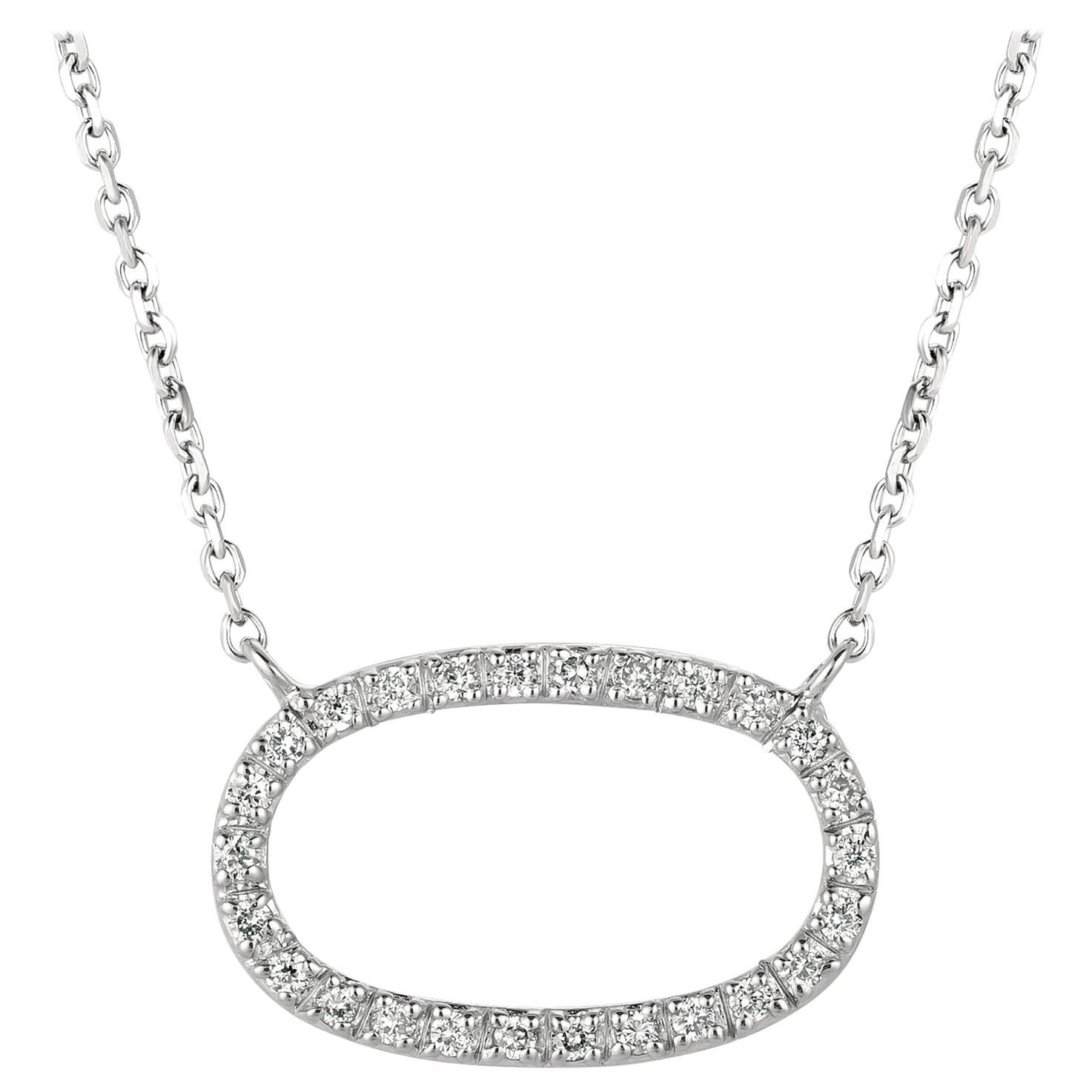 0.25 Carat Natural Diamond Oval Necklace 14 Karat White Gold G SI