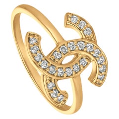 0,25 Karat natürlicher Diamant Pave Ring G SI 14 Karat Gelbgold