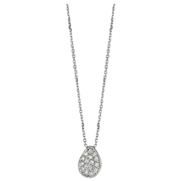 Collier en or blanc 14 carats avec diamants naturels en forme de poire de 0,25 carat