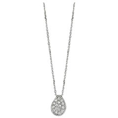 0.25 Carat Natural Diamond Pear Shape Necklace 14 Karat White Gold
