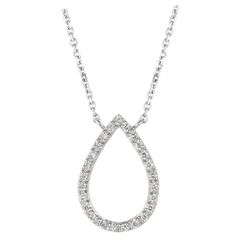 0.25 Carat Natural Diamond Pear Shape Necklace 14 Karat White Gold G SI Chain For Sale