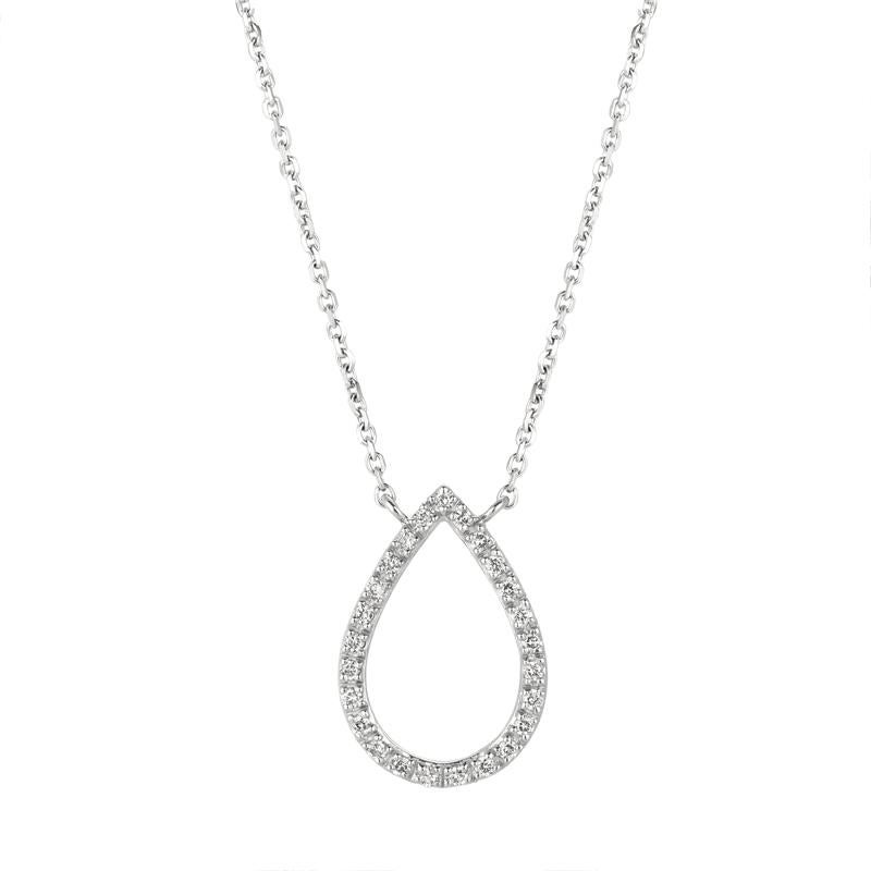 Contemporary 0.25 Carat Natural Diamond Pear Shape Necklace 14 Karat White Gold G SI Chain For Sale