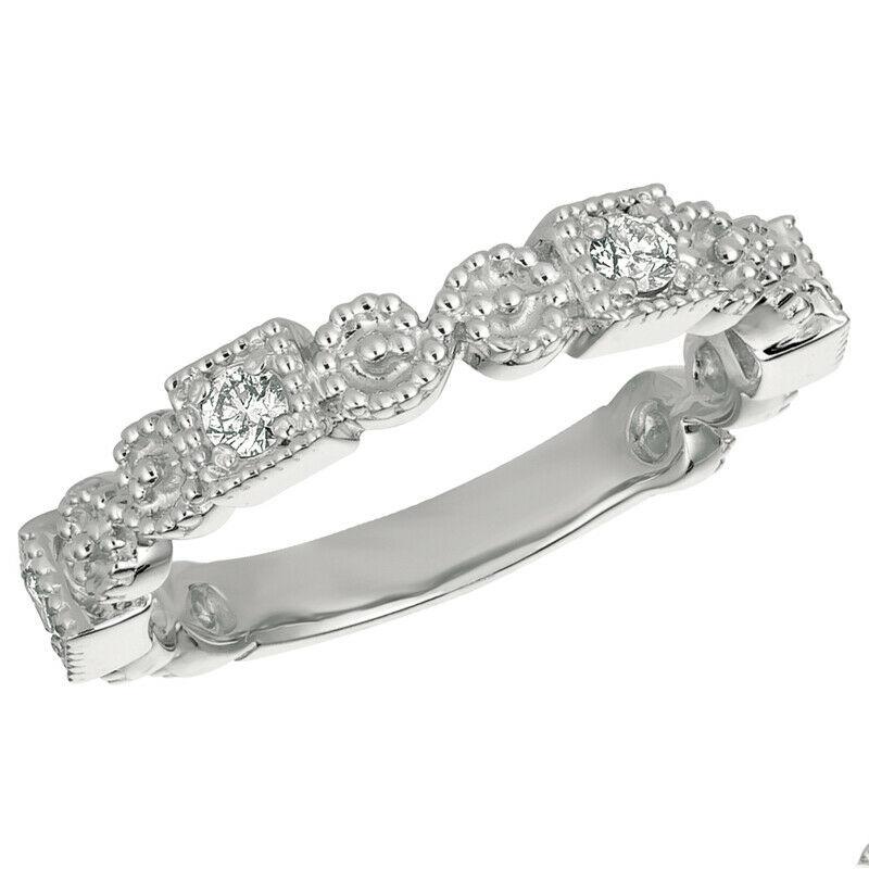 For Sale:  0.25 Carat Natural Diamond Ring Band G SI 14k White Gold 2
