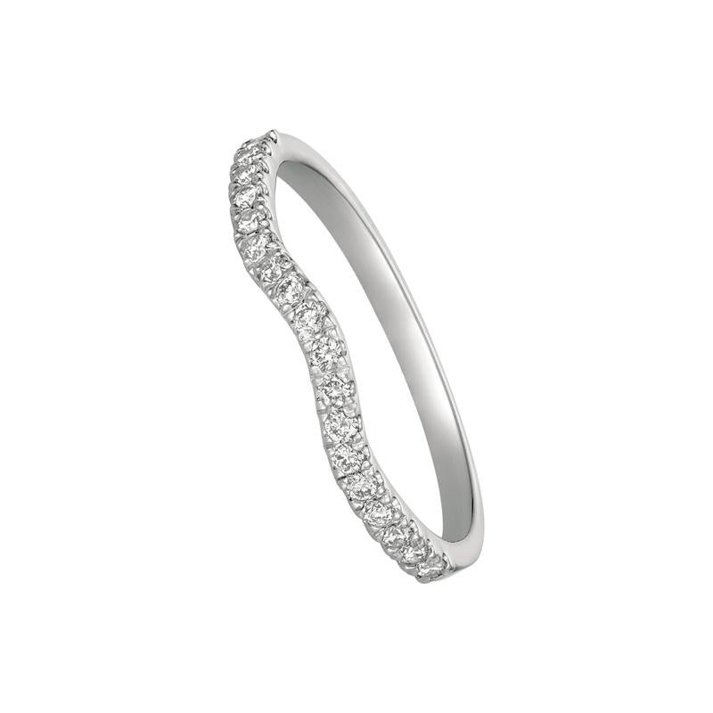 Round Cut 0.25 Carat Natural Diamond Ring Band G SI 14 Karat White Gold For Sale