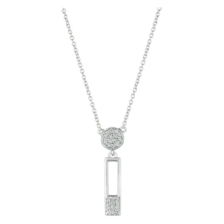 0.25 Carat Natural Diamond Safety Pin Necklace 14 Karat White Gold G SI For Sale