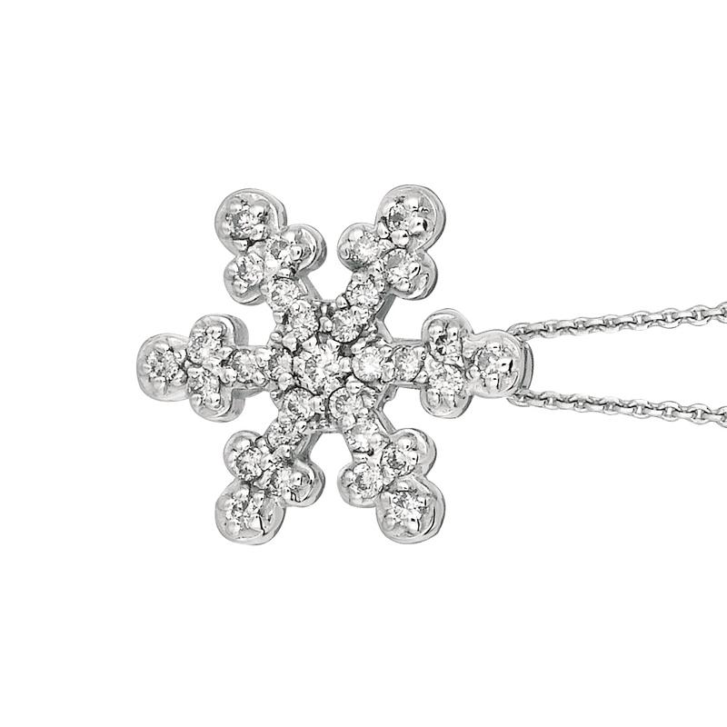 0.25 Carat Natural Diamond Snow Flake Pendant Necklace 14K White Gold G SI 18'' chain

100% Natural Diamonds, Not Enhanced in any way Round Cut Diamond Necklace
0.25CT
G-H
SI
14K White Gold, Pave Style, 2.20 gram
1/2 inch in width & height
31