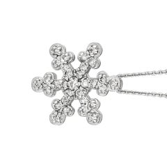 0.25 Carat Natural Diamond Snow Flake Necklace 14 Karat White Gold G SI Chain