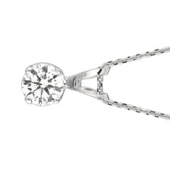 0.25 Carat Natural Diamond Solitaire Necklace 14 Karat White Gold G SI Chain