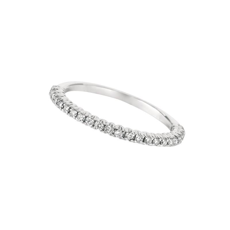 Round Cut 0.25 Carat Natural Diamond Stackable Ring G SI 14 Karat White Gold For Sale