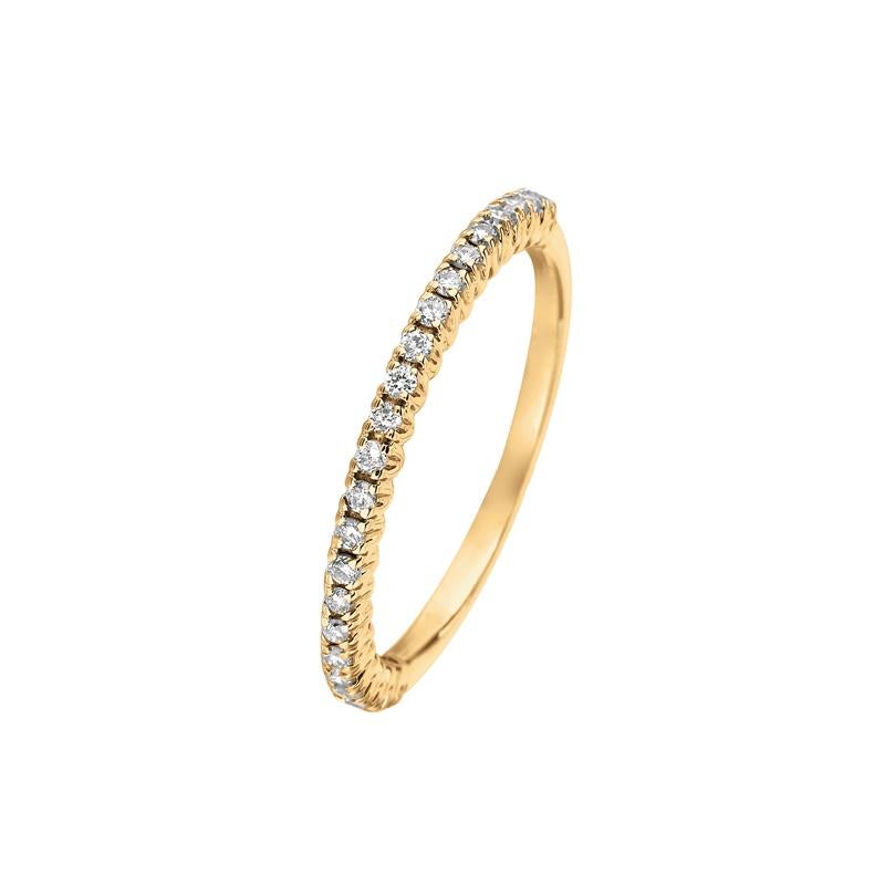 Round Cut 0.25 Carat Natural Diamond Stackable Ring G SI 14 Karat Yellow Gold For Sale