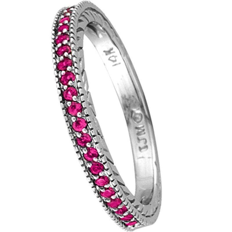 For Sale:  0.25 Carat Natural Pink Sapphire Stackable Guard Ring 14 Karat White Gold 2