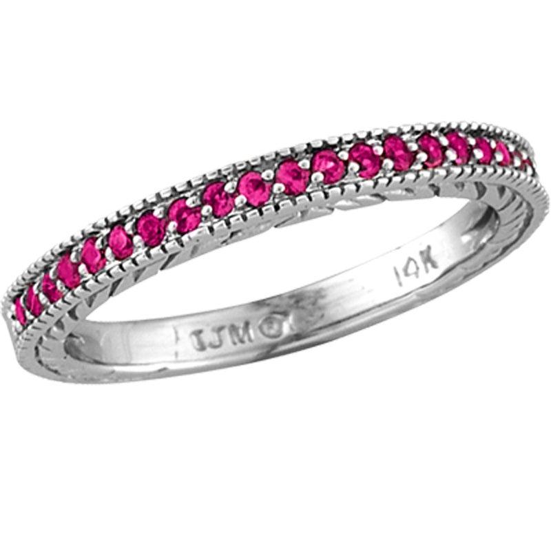 Im Angebot: Stapelbarer Schutzring aus 14 Karat Weißgold mit 0,25 Karat natürlichem rosa Saphir () 3