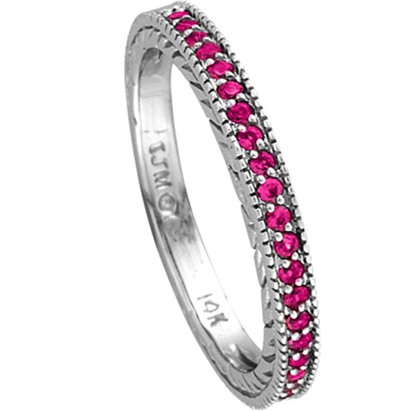 For Sale:  0.25 Carat Natural Pink Sapphire Stackable Guard Ring 14 Karat White Gold 4