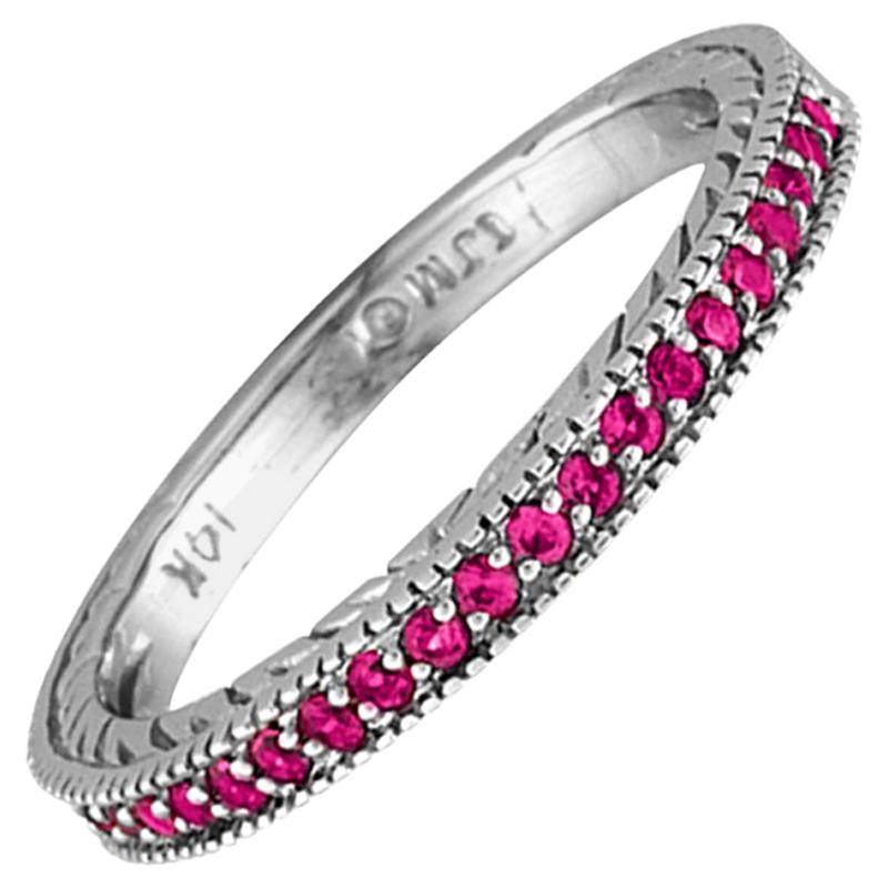 0.25 Carat Natural Pink Sapphire Stackable Guard Ring 14 Karat White Gold