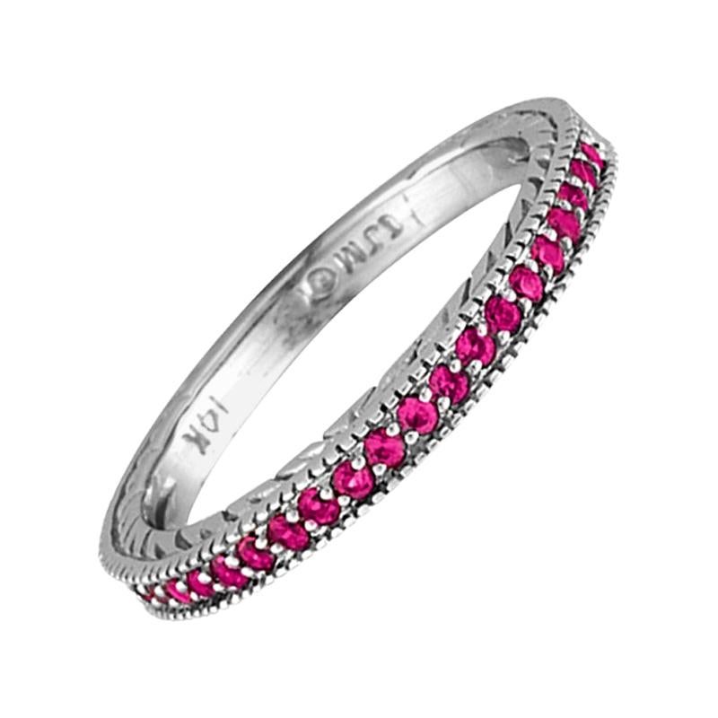 0.25 Carat Natural Pink Sapphire Stackable Guard Ring 14 Karat White Gold
