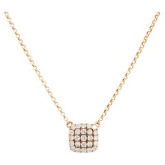 0.25 Carat Pave Diamond Square Necklace 14 Karat in Stock