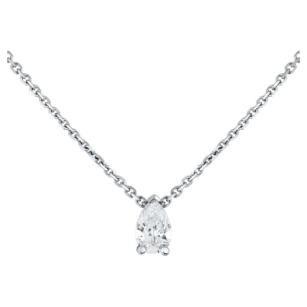 0.25 Carat Pear-Shaped Diamond Necklace in 14 Karat White Gold, Shlomit Rogel For Sale