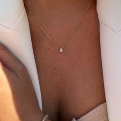 0.25 Carat Pear-Shaped Diamond Necklace in 14 Karat Yellow Gold, Shlomit Rogel