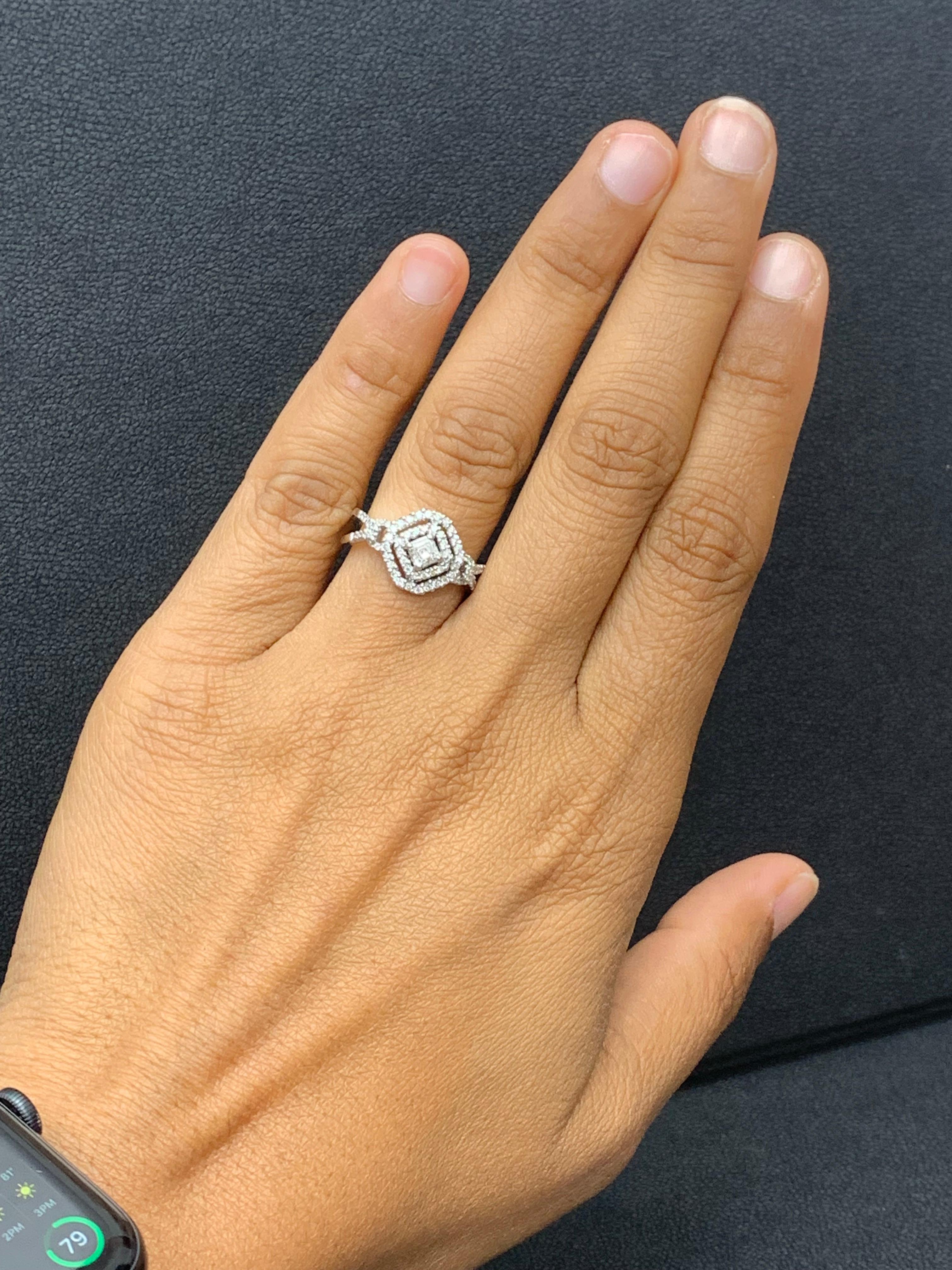 0.25 Carat Princess Cut Cocktail Diamond Ring in 18K White Gold For Sale 8