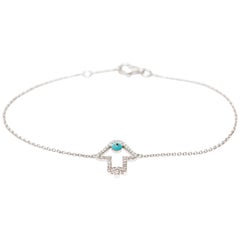 Bracelet moderne et contemporain Khamsa en or 18 carats avec diamants ronds de 0,25 carat