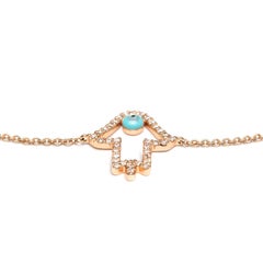 0.25 Carat Round Diamond 18 Karat Gold Khamsa Modern and Contemporary Bracelet