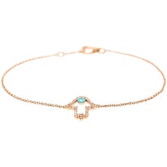 Bracelet moderne et contemporain Khamsa en or 18 carats avec diamants ronds de 0,25 carat