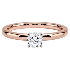 0.25 Karat runder Diamantring mit 4 Zacken aus 14k Roségold