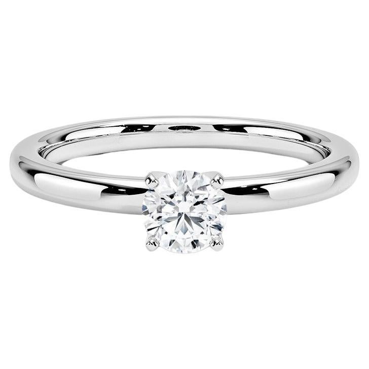 Bague à 4 griffes en or blanc 14 carats avec diamants ronds de 0,25 carat			